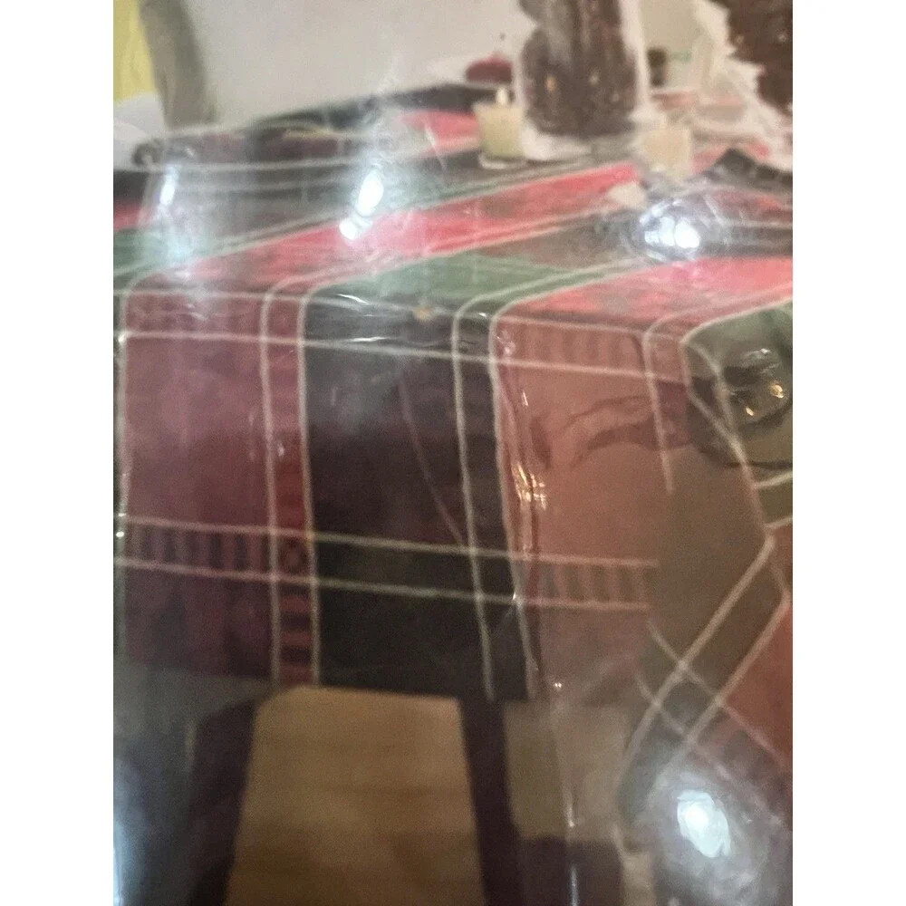 St. Nicholas Square Tablecloth Red Plaid 60”X 102” New 100% Cotton christmas